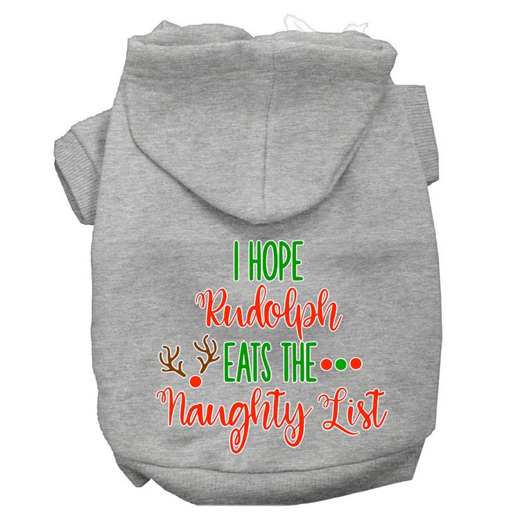 Hope Rudolph Eats Naughty List Screen Print Dog Hoodie Grey XL